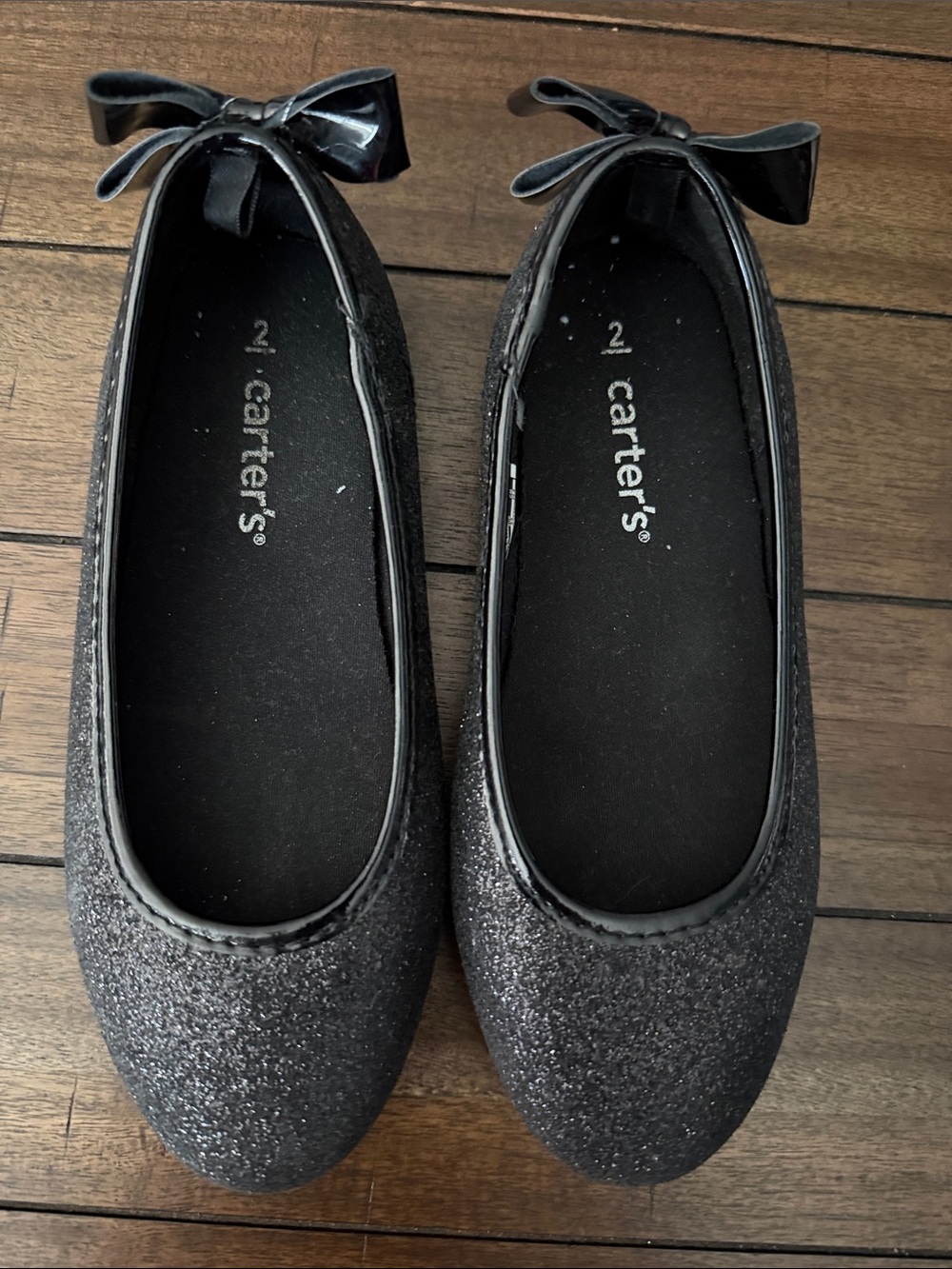 Carter's Black Glitter Bow Girls Ballet Flats